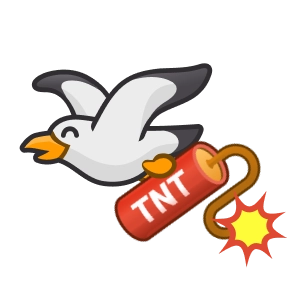 Pengu Sport Vogel mit Dynamit.